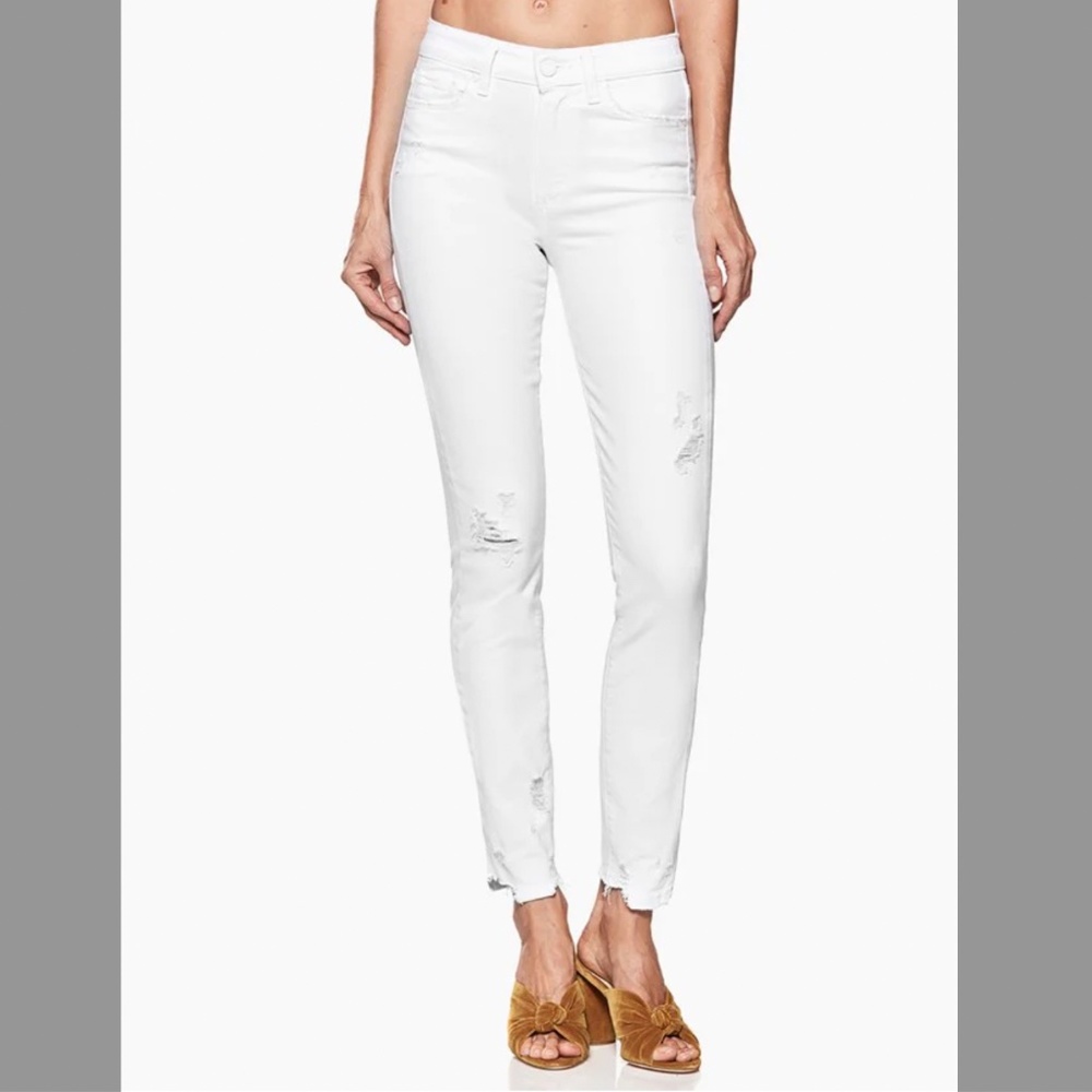 PAIGE Hoxton High Waist Ankle Skinny Jeans Crisp White Destructed